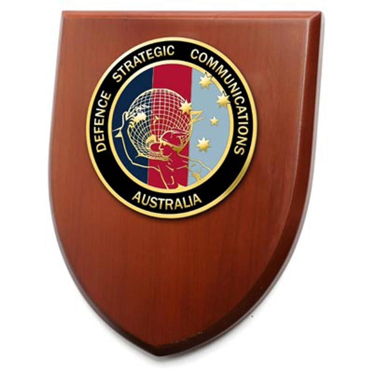 An Exceptional Defence Strategic Communications (DEFSTRATCOM) Plaque is now available for order. This stunning plaque showcases a 100mm full colour enamel crest, elegantly placed on a 200x160mm timber finish shield. www.defenceqstore.com.au