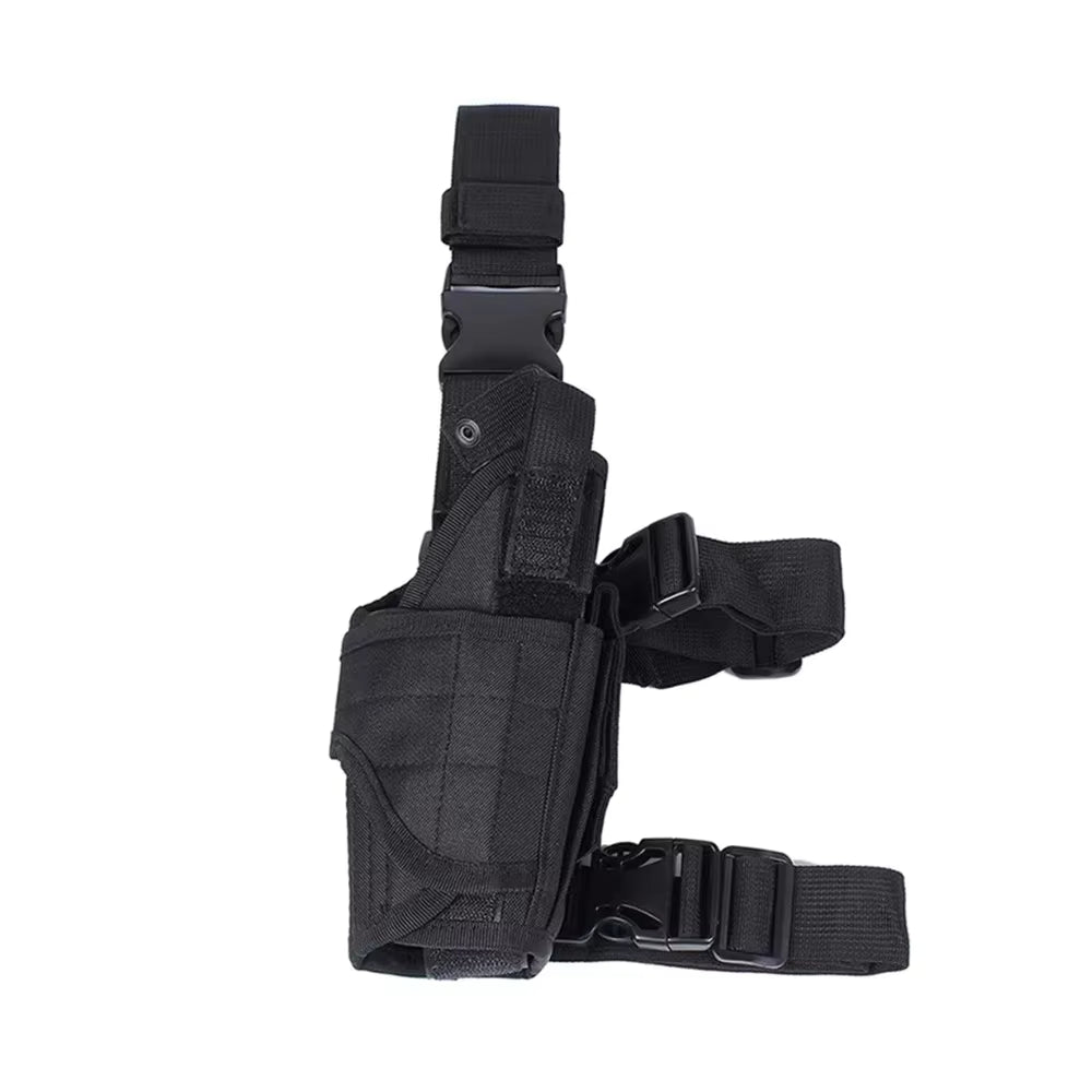 Deluxe Adjustable Drop Leg Tactical Holster has been designed to fit the needs of any tactical, public safety, or military professional. The fully adjustable thigh holster will fit most full-frame semi-automatic pistols. www.defenceqstore.com.au