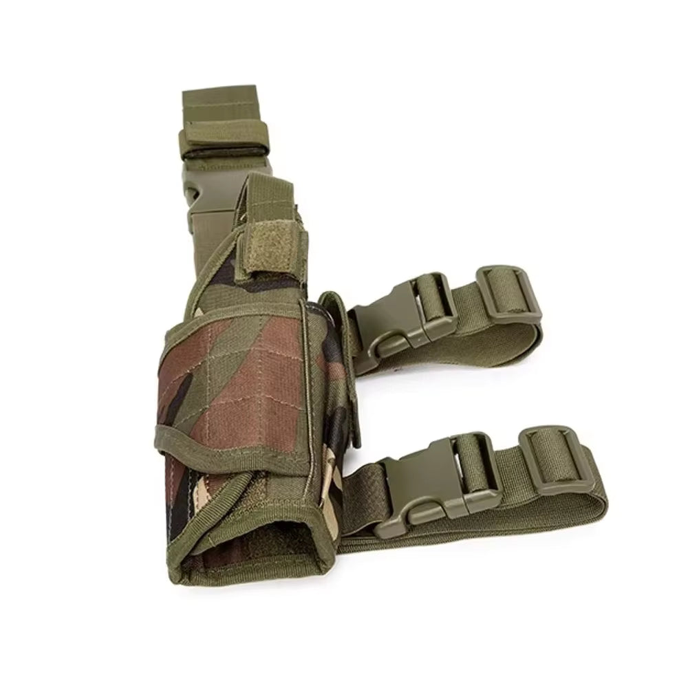 Deluxe Adjustable Drop Leg Tactical Holster has been designed to fit the needs of any tactical, public safety, or military professional. The fully adjustable thigh holster will fit most full-frame semi-automatic pistols. www.defenceqstore.com.au