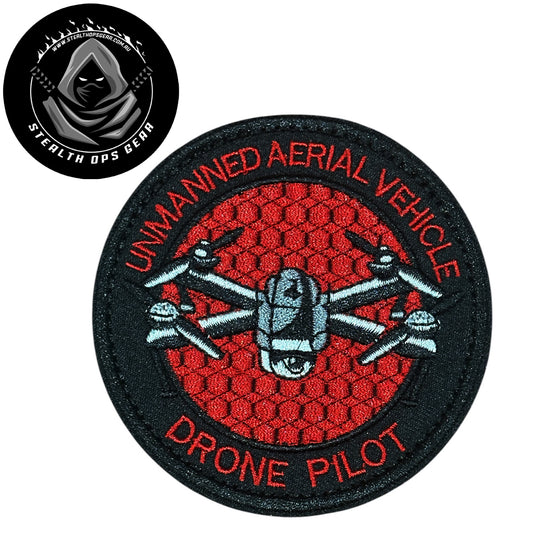 Unleash your creativity with the Drone Pilot Red Embroidery Patch Hook &amp; Loop Stealth Ops Gear! Measuring 8cm and featuring a beautifully embroidered design and secure hook &amp; loop backing, this patch is a must-have for any collector. www.defenceqstore.com.au
