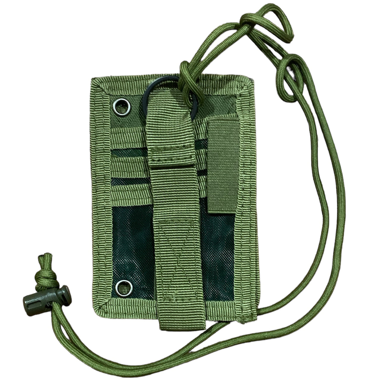 Elevate your tactical gear with the Elite Tactical MOLLE Capable ID Holder in OD Green. Its convenient front ID window and MOLLE compatibility make it the perfect accessory for attaching to your equipment or wearing around your neck. With space for a pen and three separate card slots in the back, this holder offers added security for your valuables. The tear away front ID holder and included paracord with toggle add a rugged and functional touch. www.defenceqstore.com.au