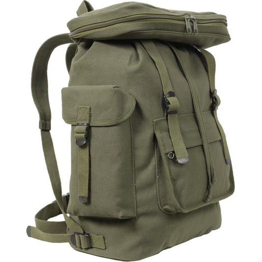 Strong canvas material Metal fastenings Backpack or shoulder bag Drop sack style with upper compartment 50 x 33 x 19cm www.defenceqstore.com.au