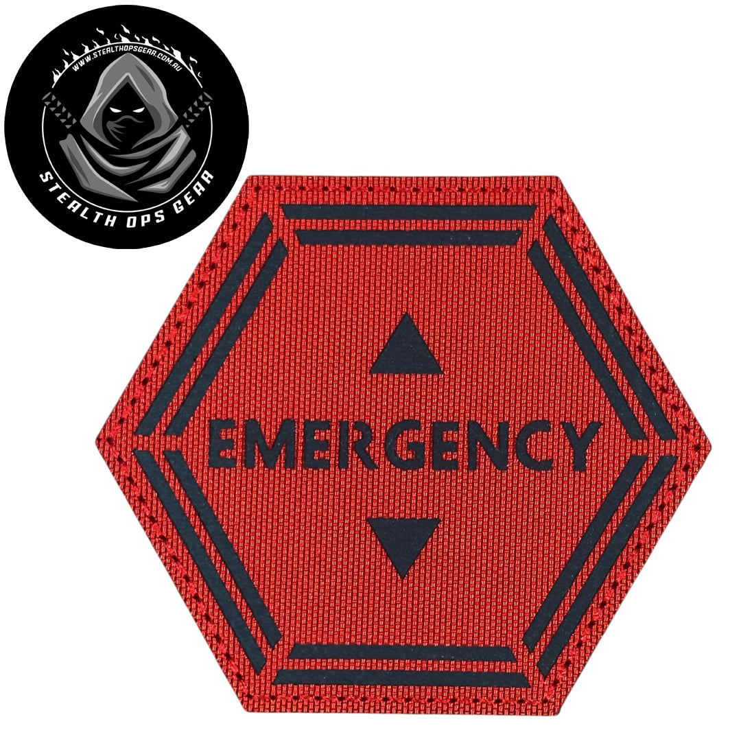 Unleash your creativity with the Emergency Laser Cut Patch Hook &amp; Loop Stealth Ops Gear! Measuring 8x9cm and featuring a beautifully embroidered design and secure hook &amp; loop backing, this patch is a must-have for any collector. www.defenceqstore.com.au