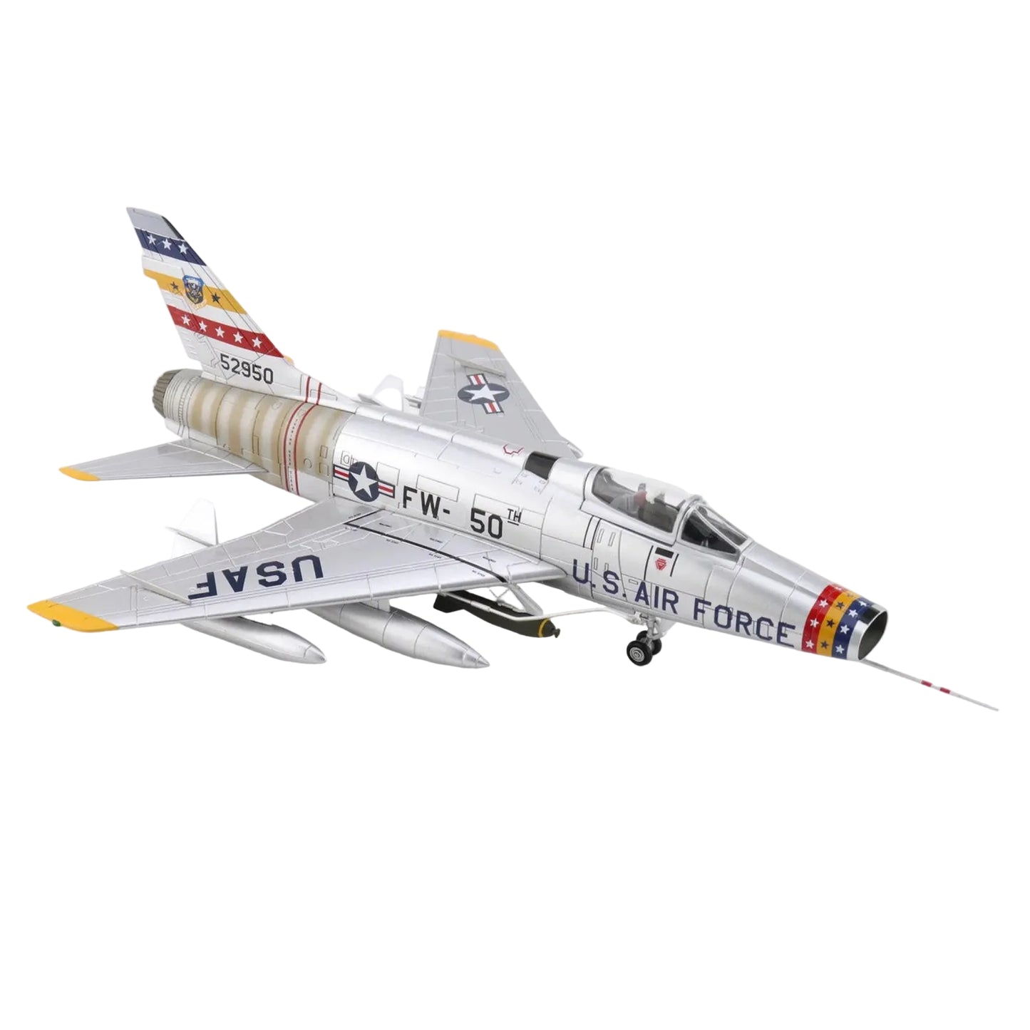 Own a piece of aviation history with this meticulously detailed 1/72 scale F-100D Super Sabre diecast model—the legendary "Hun" that broke the sound barrier. This historically accurate replica captures the aircraft that dominated Cold War skies and proved itself in Vietnam's most intense combat missions. www.defenceqstore.com.au