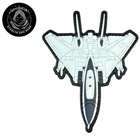 F14 Tomcat White PVC Morale Patch - Stealth Ops Gear. This bold PVC morale patch delivers attitude and authenticity to your tactical gear, backpack, or everyday carry. At 10x8cm, it's sized perfectly for visibility without overwhelming your setup. www.defenceqstore.com.au
