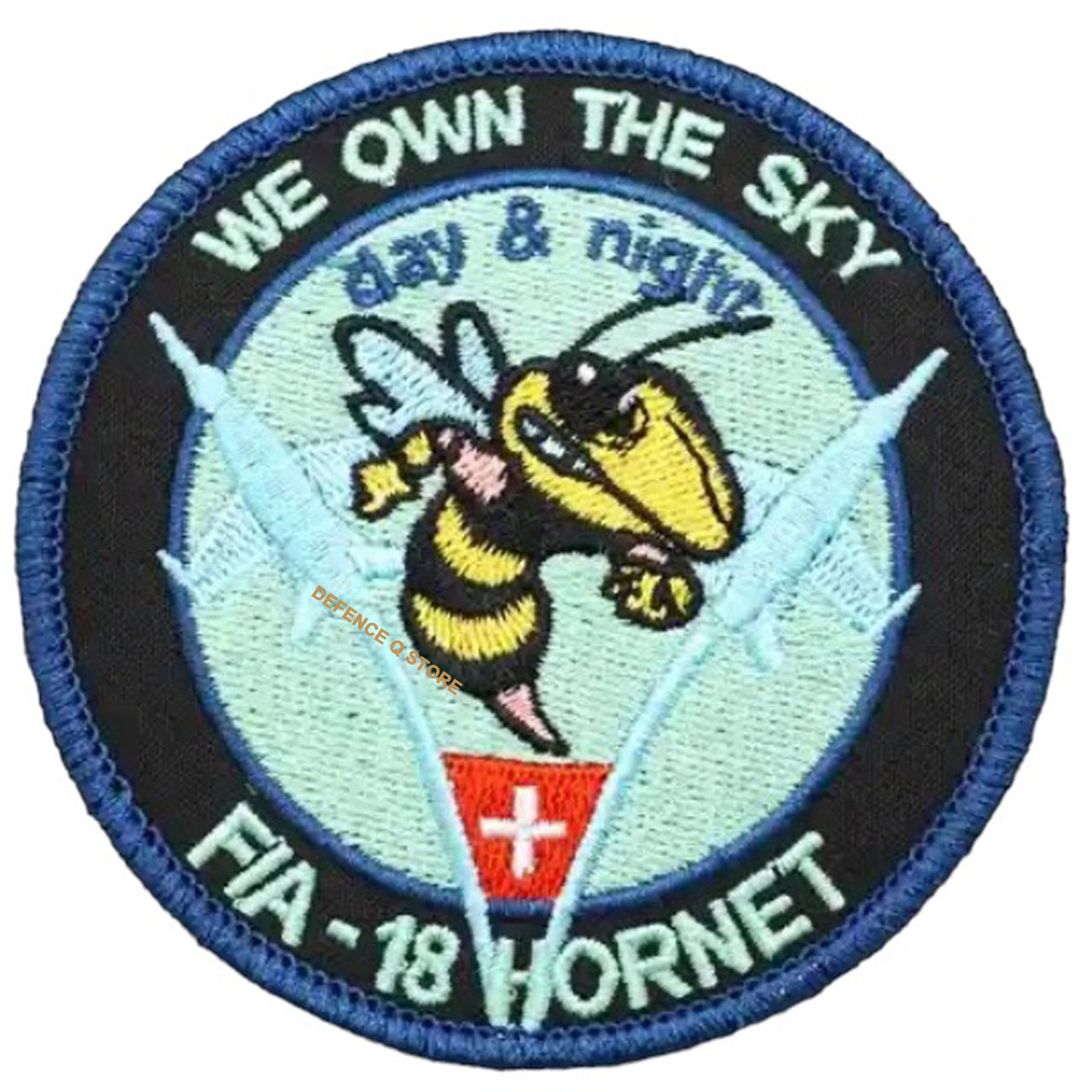 Elevate your gear to the next level with the F/A 18 Hornet We Own The Sky Embroidery Velcro Backed Morale Patch. Easily attach it to any piece of field gear, clothing, or create a unique patch display! Infuse some fun and spookiness into your style today.  Size: 8cm www.defenceqstore.com.au