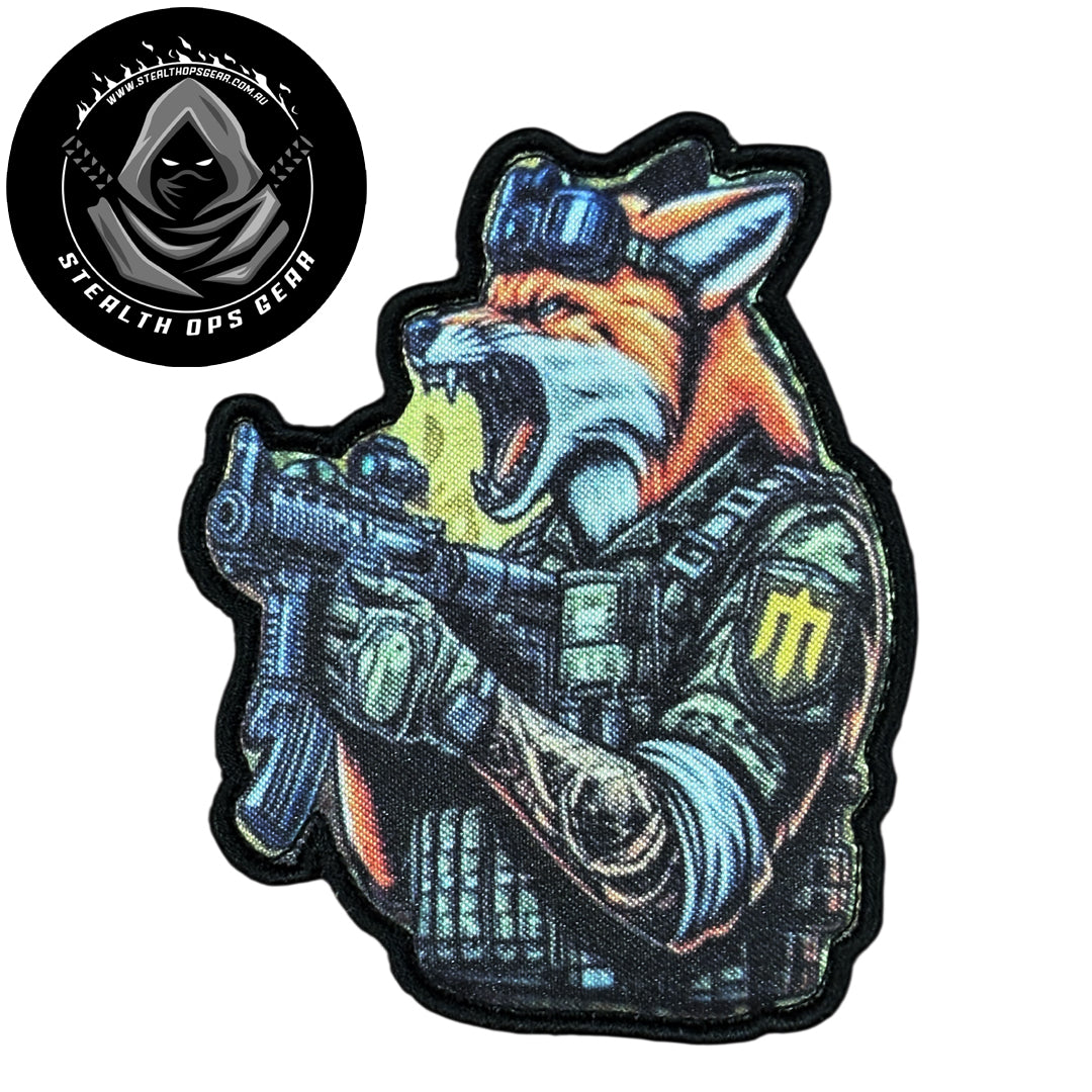 Unleash your creativity with the Fox Assault Embroidery Patch Hook &amp; Loop Stealth Ops Gear! Measuring 9x7.5cm and featuring a beautifully embroidered design and secure hook &amp; loop backing, this patch is a must-have for any collector. www.defenceqstore.com.au