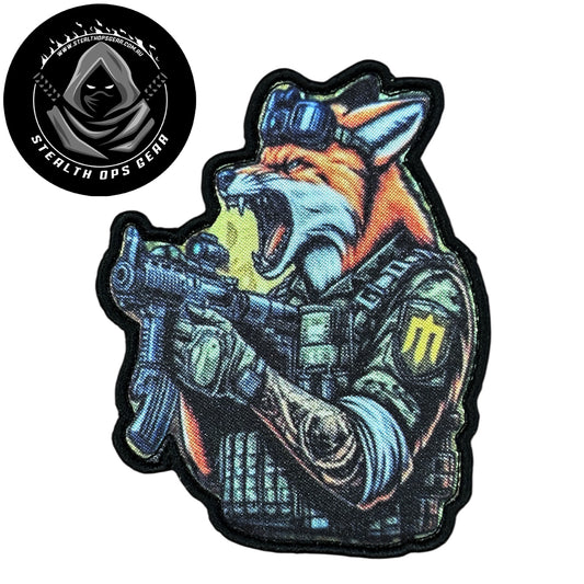 Unleash your creativity with the Fox Assault Embroidery Patch Hook &amp; Loop Stealth Ops Gear! Measuring 9x7.5cm and featuring a beautifully embroidered design and secure hook &amp; loop backing, this patch is a must-have for any collector. www.defenceqstore.com.au