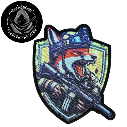 Unleash your creativity with the Fox Shield Embroidery Patch Hook &amp; Loop Stealth Ops Gear! Measuring 9x7.5cm and featuring a beautifully embroidered design and secure hook &amp; loop backing, this patch is a must-have for any collector. www.defenceqstore.com.au