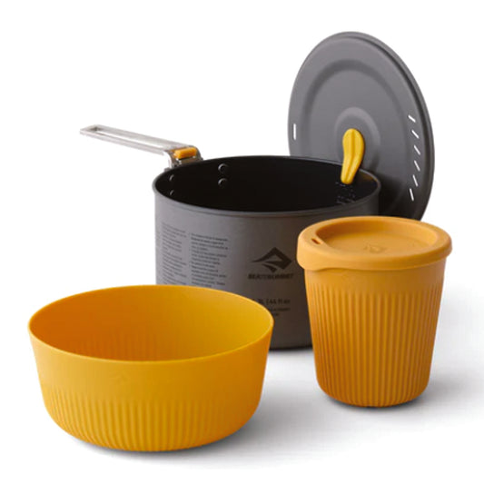 The Frontier Ultralight One Pot Cookset includes a 1.3L Frontier Pot teamed with our ergonomic Passage Collection bowl and cup to form the basis of the best lightweight camp kitchen setup available. www.defenceqstore.com.au