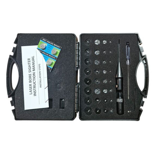 The GERBER Red Laser Bore Sighter delivers rapid, ultra-precise alignment for any .22 to .50-caliber handgun or rifle. By projecting a bright red laser from the barrel’s centre axis, you can set your sights or scope without firing a single round, saving time and ammo. www.defenceqstore.com.au