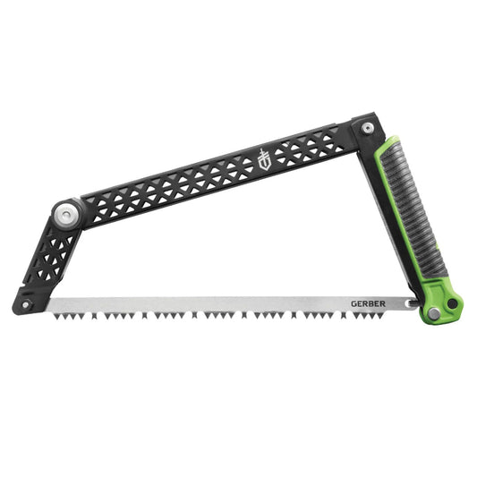 Portable. Safe. Functional. This innovative saw folds up flat for transport and utilizes 4 pivot points upon release to create a secure handle grip and 12 inch cutting surface. Bright green accents are easy to spot at the campsite, keeping you aware and safe. Accepts all standard 12" blades making replacement simple. www.defenceqstore.com.au