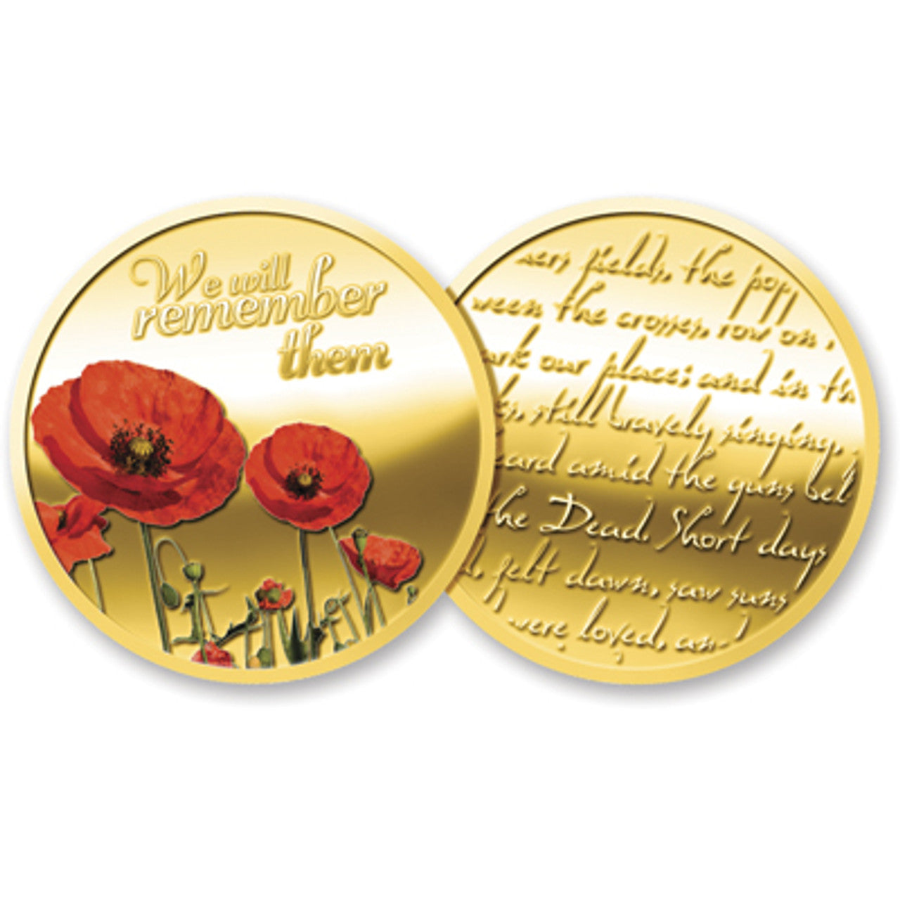 Adorn yourself or a loved one with the beautiful Gold Plated Poppy Medallion In Gift Box. This exquisite medallion is graced with a breathtaking image of the iconic Flanders Poppies, and on the reverse, the immortal poem In Flanders Fields. The medallion comes nestled in a luxurious leatherette presentation box - a perfect gift to cherish for years to come! www.defenceqstore.com.au