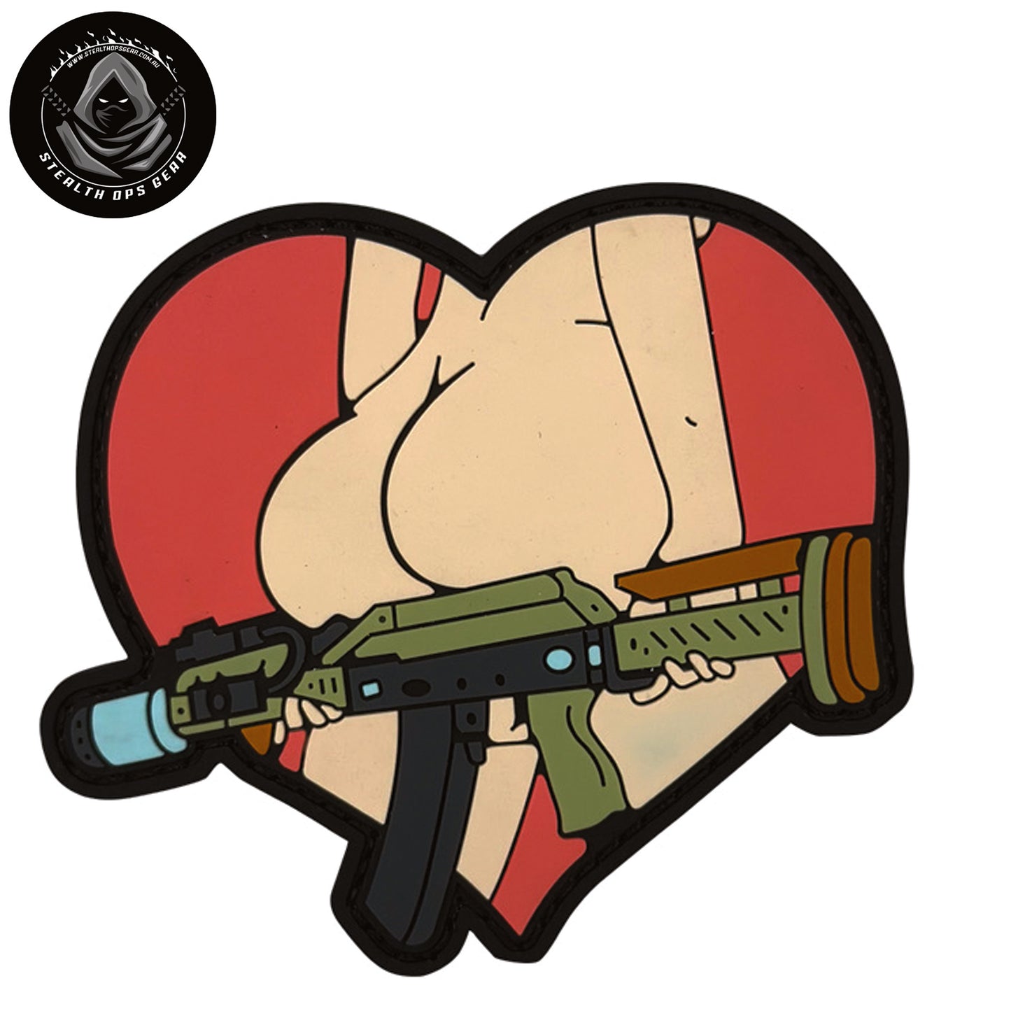 Guns N Bums Morale Patch PVC - Stealth Ops Gear. This bold PVC morale patch delivers attitude and authenticity to your tactical gear, backpack, or everyday carry. At 9.5x8cm, it's sized perfectly for visibility without overwhelming your setup. www.defenceqstore.com.au
