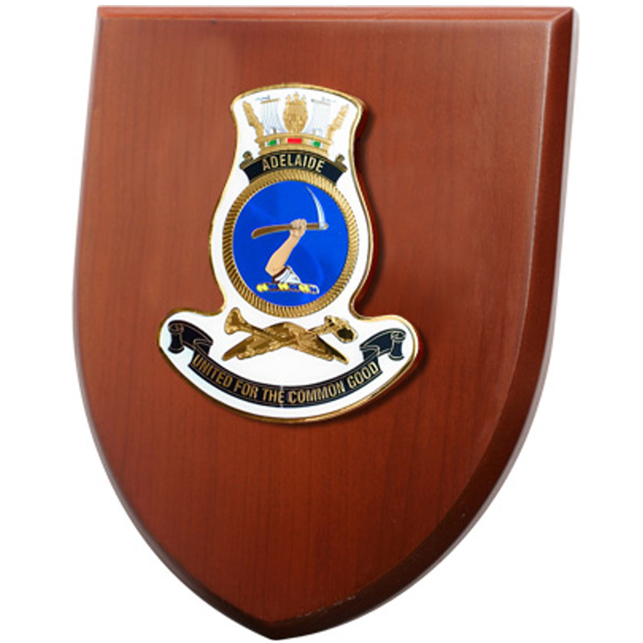 The Exceptional HMAS Adelaide Plaque is now available for order. This exquisite plaque showcases a stunning 100mm full colour enamel crest, elegantly placed on a 200x160mm timber finish shield. www.defenceqstore.com.au