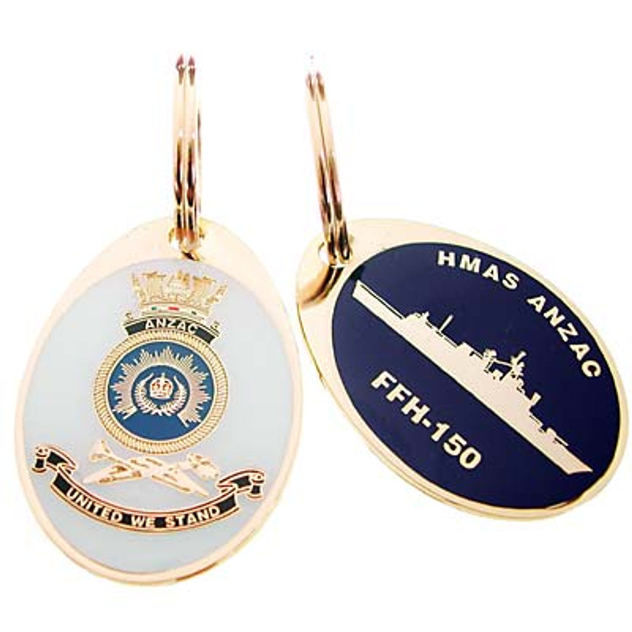 Looking for a unique and practical key ring? Look no further than the HMAS Anzac key ring, available now from the tactical specialists. This stunning 40mm gold plated enamel key ring is not only a great way to keep your keys organized, but also a great conversation starter. Place your order today and never lose your keys again. www.defenceqstore.com.au