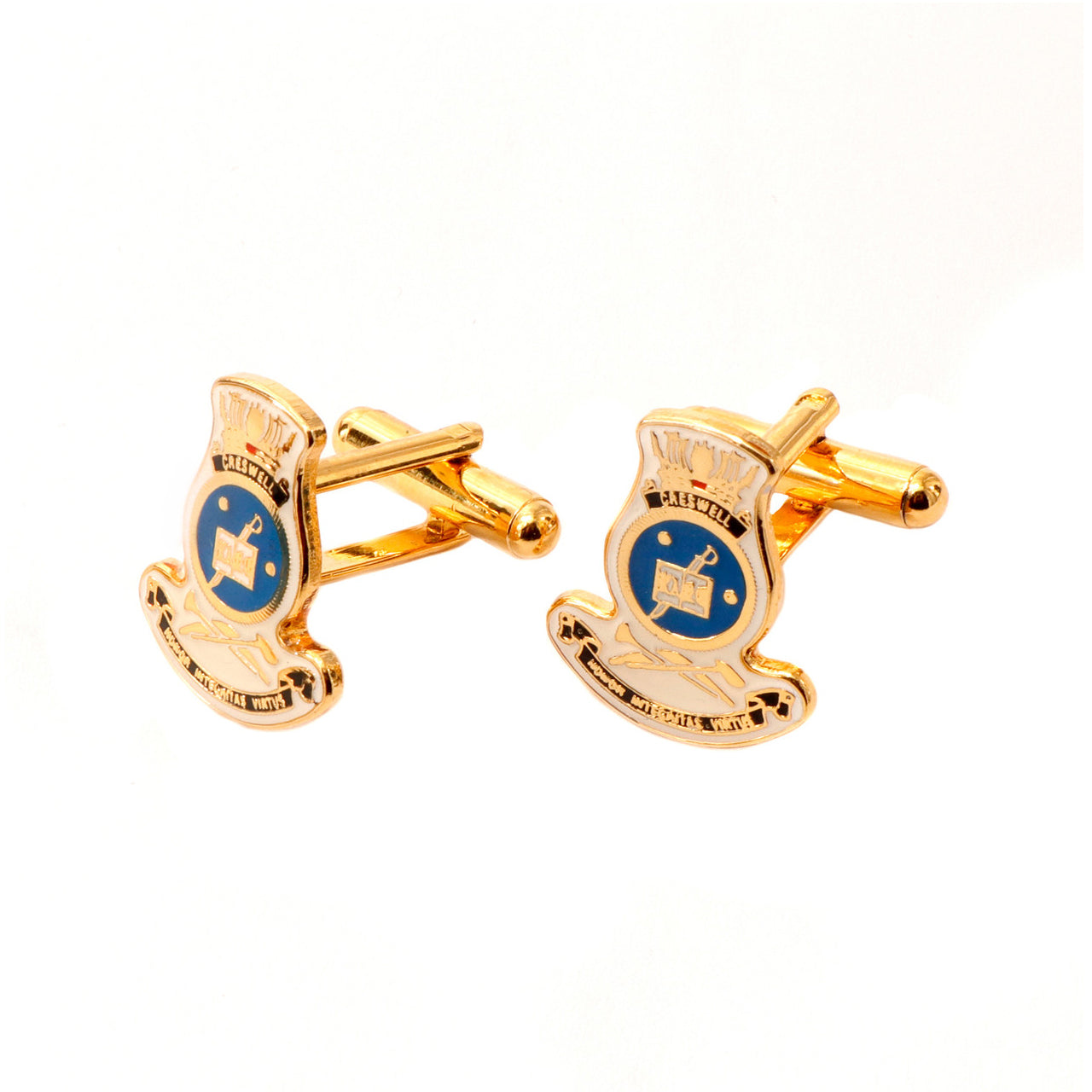 Add a touch of elegance to your wardrobe with HMAS Creswell 20mm full colour enamel cuff links. These stunning gold plated cuff links are ideal for formal or everyday occasions - the final touch to any ensemble! www.defenceqstore.com.au