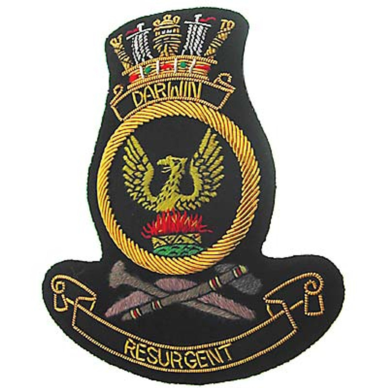 Behold the magnificent HMAS Darwin Bullion Pocket Badge - perfect for adding a sleek touch to your blazer, bag, or whatever you like! With its approximate 80x80mm measurements, you can trust it to stay put with three butterfly catches on its back. www.defenceqstore.com.au