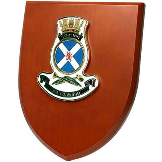 An Exceptional HMAS Stirling Plaque is now available for order. This exquisite plaque showcases a stunning 100mm full colour enamel crest, elegantly placed on a 200x160mm timber finish shield. www.defenceqstore.com.au