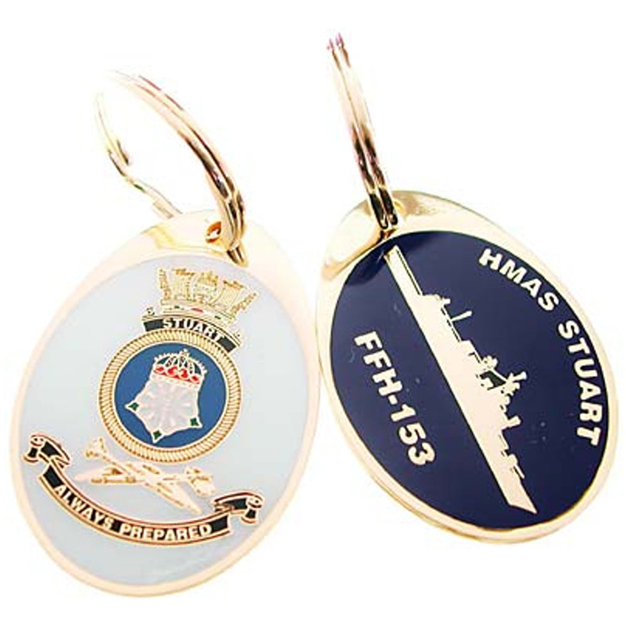 Looking for a unique and practical key ring? Look no further than the HMAS Stuart key ring, available now from the tactical specialists. This stunning 40mm gold plated enamel key ring is not only a great way to keep your keys organized, but also a great conversation starter. Place your order today and never lose your keys again. www.defenceqstore.com.au