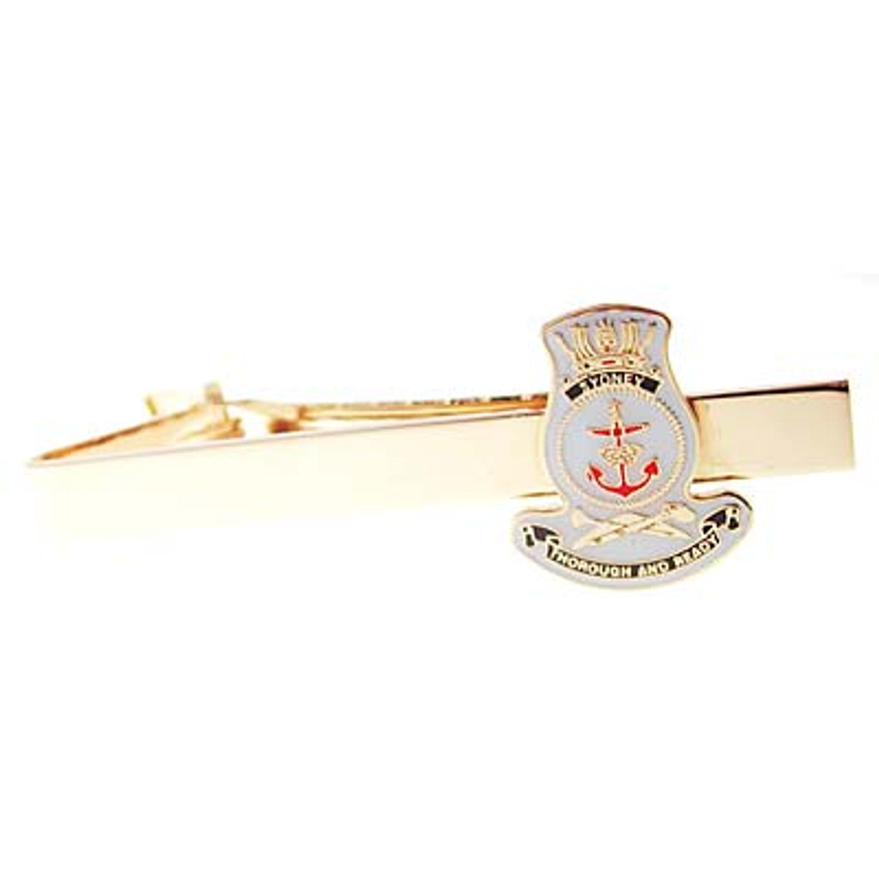 Add a touch of elegance to your look with the HMAS Sydney 20mm enamel tie bar! Crafted with gold-plated material, this gorgeous tie bar is perfect for any work or formal occasion. www.defenceqstore.com.au