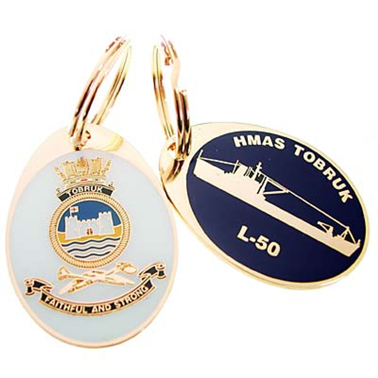 Looking for a unique and practical key ring? Look no further than the HMAS Tobruk key ring, available now from the tactical specialists. This stunning 40mm gold plated enamel key ring is not only a great way to keep your keys organized, but also a great conversation starter. Place your order today and never lose your keys again. www.defenceqstore.com.au