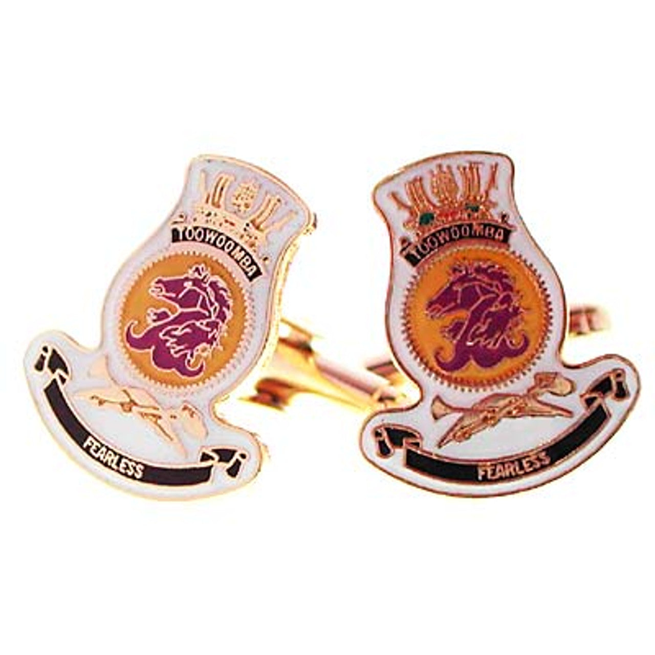 Add a touch of elegance to your wardrobe with HMAS Toowoomba 20mm full colour enamel cuff links. These stunning gold plated cuff links are ideal for formal or everyday occasions - the final touch to any ensemble! www.defenceqstore.com.au