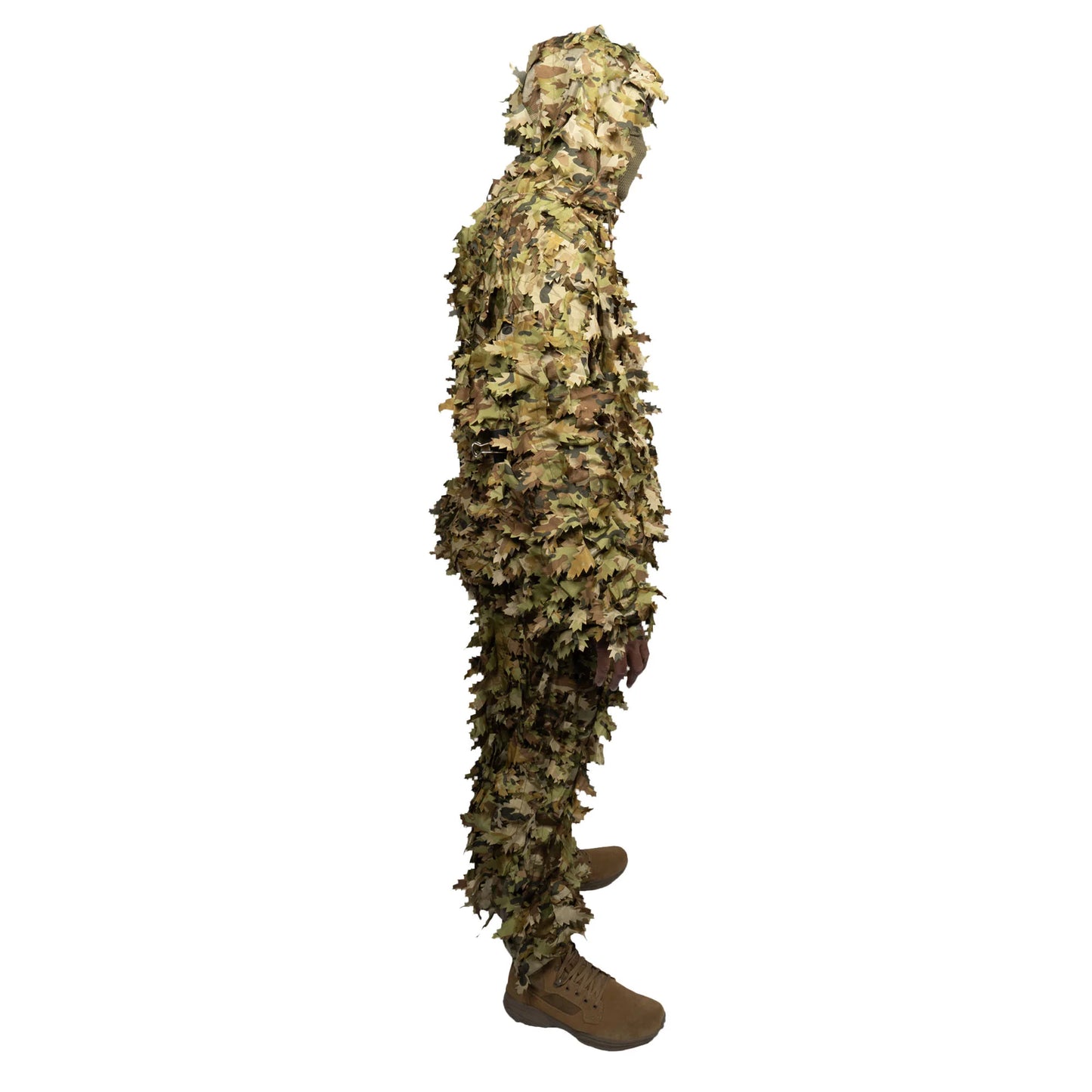 The Huntsman Ghillie 3D Leaf Suit – TFP is engineered for elite concealment in dense vegetation and forested environments, offering a field-ready solution for reconnaissance, sniper teams, and tactical operators. This lightweight, compact suit uses a breathable polyester mesh base layered with over 1,000 textured 3D leaves for disruptive depth and movement-masking realism. www.defenceqstore.com.au