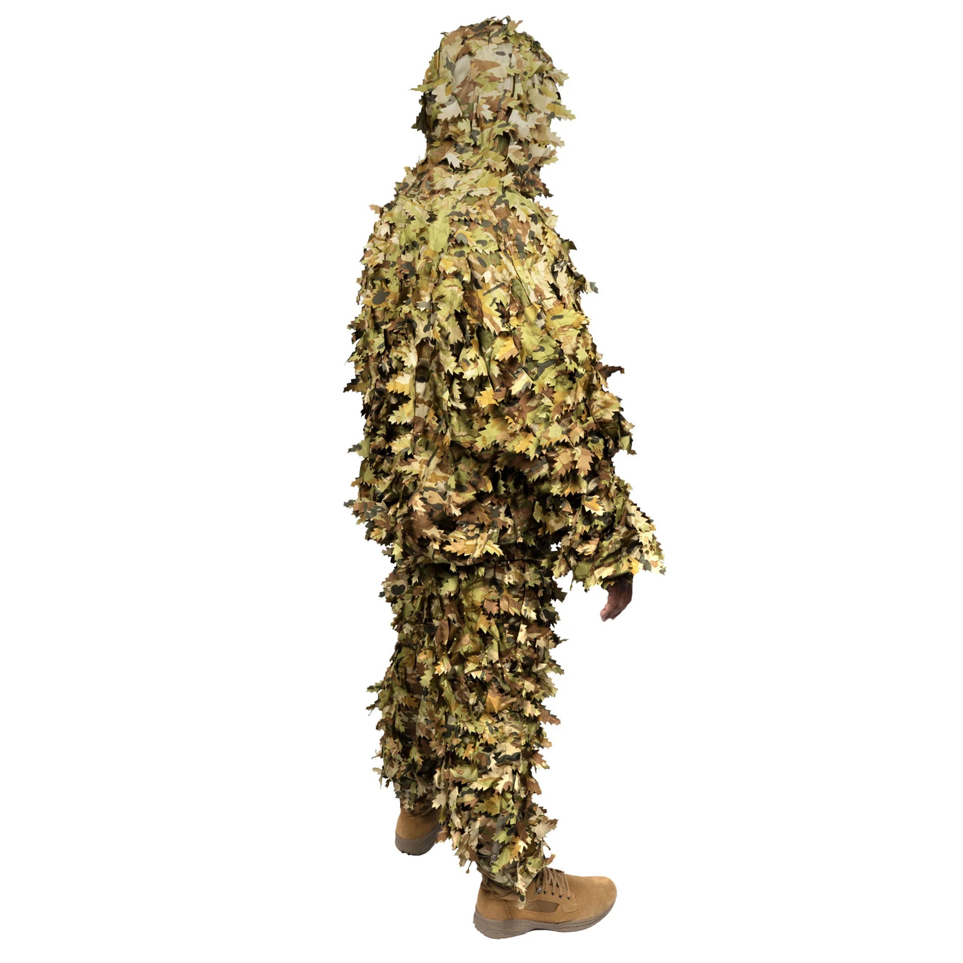 The Huntsman Ghillie 3D Leaf Suit – TFP is engineered for elite concealment in dense vegetation and forested environments, offering a field-ready solution for reconnaissance, sniper teams, and tactical operators. This lightweight, compact suit uses a breathable polyester mesh base layered with over 1,000 textured 3D leaves for disruptive depth and movement-masking realism. www.defenceqstore.com.au