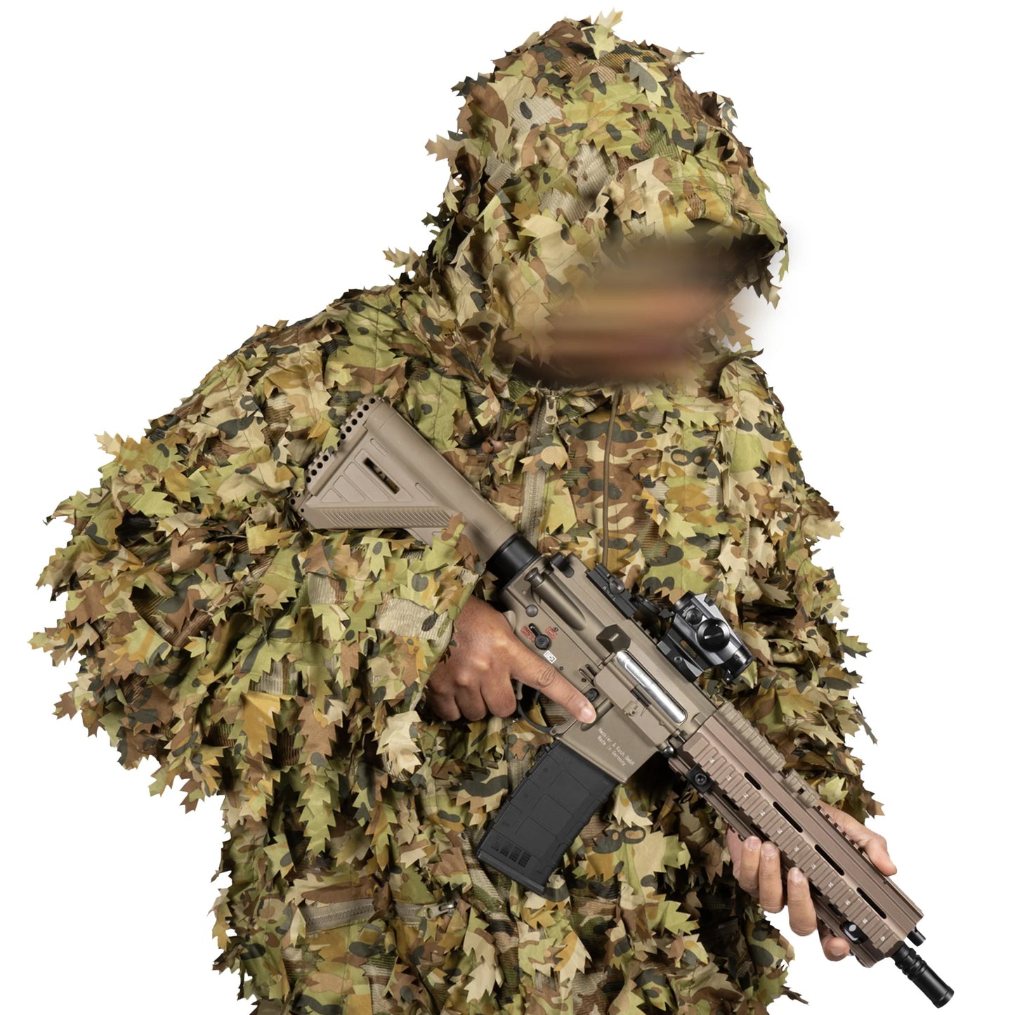The Huntsman Ghillie 3D Leaf Suit – TFP is engineered for elite concealment in dense vegetation and forested environments, offering a field-ready solution for reconnaissance, sniper teams, and tactical operators. This lightweight, compact suit uses a breathable polyester mesh base layered with over 1,000 textured 3D leaves for disruptive depth and movement-masking realism. www.defenceqstore.com.au