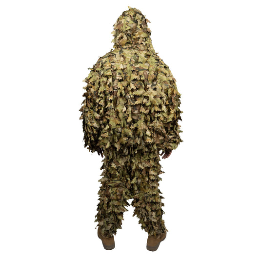 The Huntsman Ghillie 3D Leaf Suit – TFP is engineered for elite concealment in dense vegetation and forested environments, offering a field-ready solution for reconnaissance, sniper teams, and tactical operators. This lightweight, compact suit uses a breathable polyester mesh base layered with over 1,000 textured 3D leaves for disruptive depth and movement-masking realism. www.defenceqstore.com.au