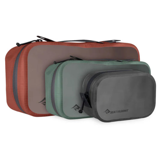These lightweight and field-ready Hydraulic Packing Cubes are water-resistant and keep your gear dust-free, organised and protected in transit and on off-road adventures. A completely welded construction they use a TPU laminated 70D ripstop Nylon that provides a translucent window panel so you can easily view the contents inside. The welded, low profile Hypalon grab handles provide convenient handling or lashing no matter what adventure you're on. www.defenceqstore.com.au