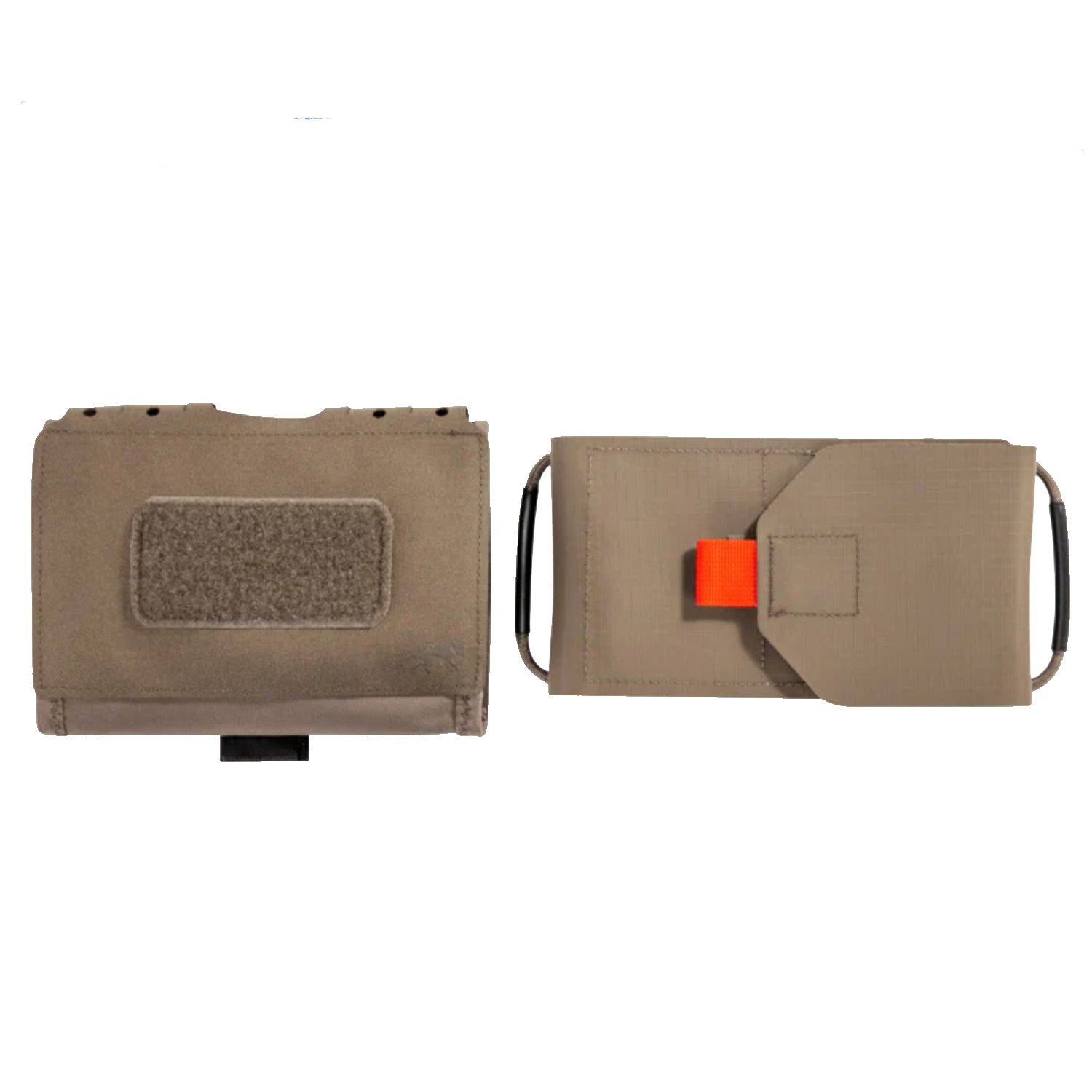 Small, flat IFAK pouch for mounting on MOLLE surfaces or on the belt. The fold-out first aid panel, which can be individually equipped, can be pulled out on both sides. www.defenceqstore.com.au