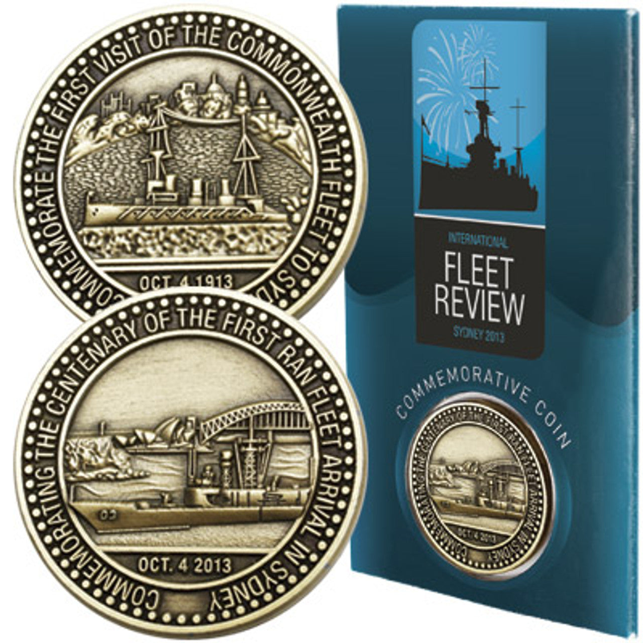 The Celebrate the Royal Australian Navy's 100 year milestone with the IFR Coin in Blister Pack is a treasured memento, featuring the IFR celebration logo on the face and a reproduction of the 1913 commemorative coin with HMAS Australia on the reverse. www.defenceqstore.com.au