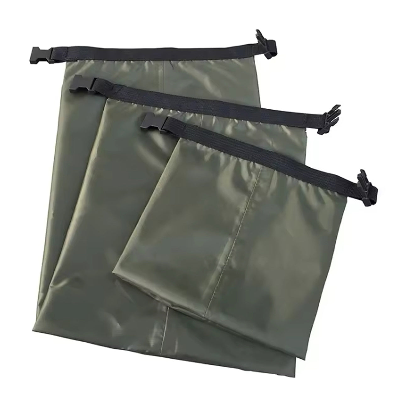 Take your adventuring to the next level with the 3 Pack Set Lightweight Dry Bag Set. The durable 30D Nylon material, coated with water-resistant silicon, ensures that these bags can withstand any challenge you throw at them. No need to worry about tears or damage - these bags are built to last and give you peace of mind. Don't let anything hold you back from your next great adventure. www.defenceqstore.com.au