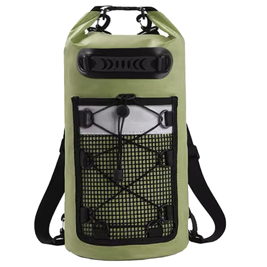 Explore the great outdoors with our versatile and durable Waterproof Backpack Drybag! Measuring 63x28cm, this backpack is made of PVC material and features clip-on shoulder straps for easy carrying. Perfect for hiking, light climbing, beach trips, kayaking, and other tactical operations, this backpack will be your go-to for all your outdoor adventures. www.defenceqstore.com.au