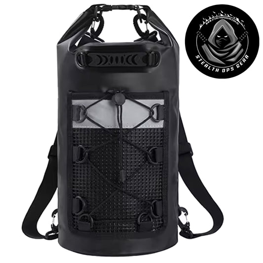 Waterproof Backpack Drybag 30LT Black - Stealth Ops Gear www.defenceqstore.com.au