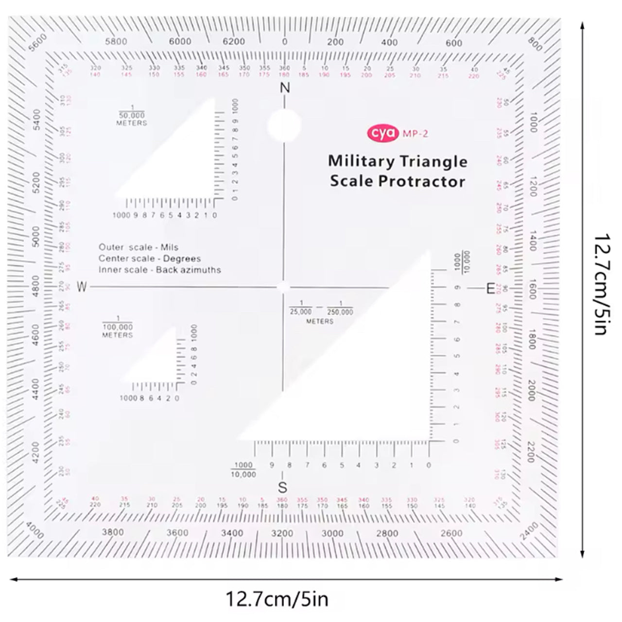 Discover your location and destination with ease during emergencies and while in the field using the Navigation Coordinate Scale Protractor. This military-grade tool, measuring 12.7x12.7cm, accurately displays coordinates when paired with a scaled map. Perfect for military personnel, it allows you to mark your location and endpoint for quick and efficient navigation. www.defenceqstore.com.au