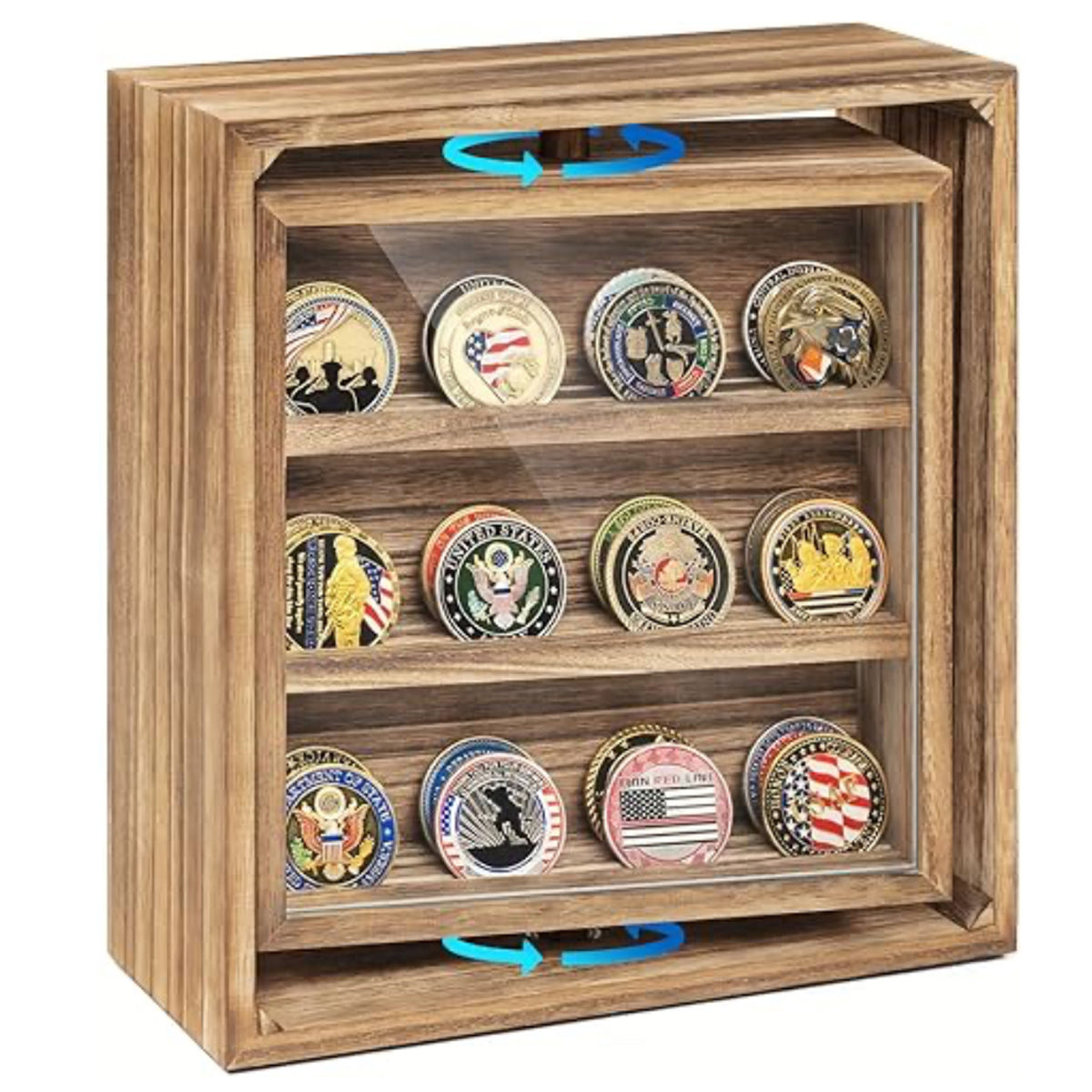 Coin Store Exhibit Design Vintage Style Rotatable Challenge Coin Display Case – Defence Q Store