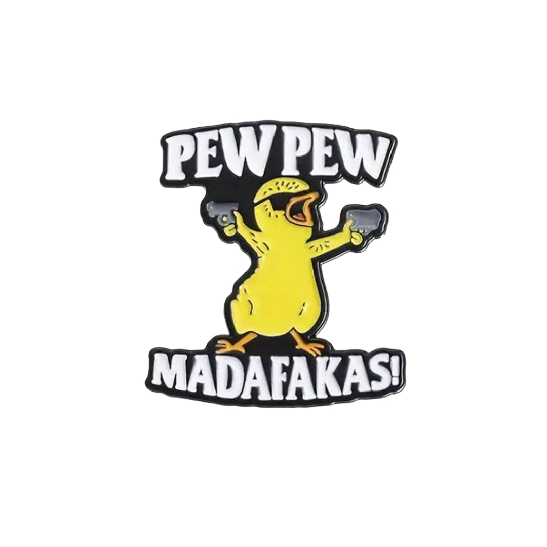 This playful and witty pin is perfect for the friend who shares your sense of humour. Showcasing the clever phrase "Pew Pew Lapel Pin."&nbsp; An ideal gift to brighten someone's day and offer a comforting virtual hug.

Size: 31mm (w) x 35mm (h) www.defenceqstore.com.au