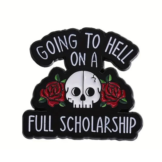 This playful and witty pin is perfect for the friend who shares your sense of humour. Showcasing the clever phrase "Full Scholarship Lapel Pin."&nbsp; An ideal gift to brighten someone's day and offer a comforting virtual hug.

Size: 30mm (w) x 28mm (h) www.defenceqstore.com.au