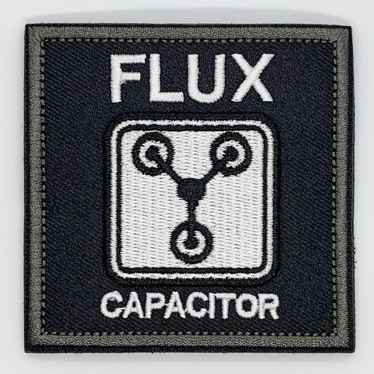 Flux Capacitor Embroidery Velcro Backed Patch.   Size: 7.5x7.5cm   HOOK AND LOOP BACKED PATCH(BOTH PROVIDED) www.defenceqstore.com.au