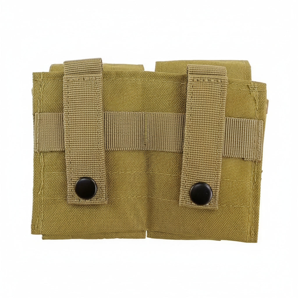 Engineered for tactical efficiency, this Double Frag Grenade Pouch secures F1 grenades and comparable equipment with reliable precision. Constructed from hardwearing 500D nylon with an integrated rear panel and MOLLE webbing, it delivers durability where it counts. www.defenceqstore.com.au