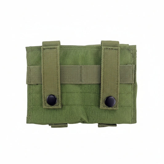 Engineered for tactical efficiency, this Double Frag Grenade Pouch secures F1 grenades and comparable equipment with reliable precision. Constructed from hardwearing 500D nylon with an integrated rear panel and MOLLE webbing, it delivers durability where it counts. www.defenceqstore.com.au