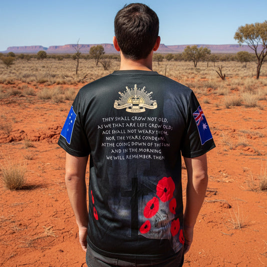 Pay tribute to those who served with this meaningful tee crafted from durable 100% polyester. The "Honour The Fallen Lest We Forget" design carries a powerful message of remembrance, making it an ideal choice for commemorative occasions, ANZAC events, or everyday wear that sparks important conversations. Comfortable, versatile, and built to last. www.defenceqstore.com.au