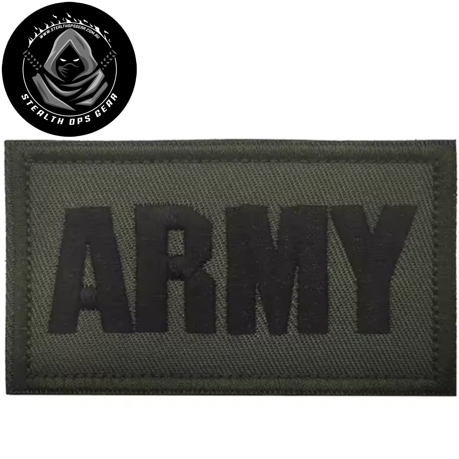 Unleash your creativity with the Army Green Embroidery Printed Patch Hook &amp; Loop - Stealth Ops Gear ! Measuring 9x5.5cm and featuring a beautifully embroidered design and secure hook &amp; loop backing, this patch is a must-have for any collector. www.defenceqstore.com.au