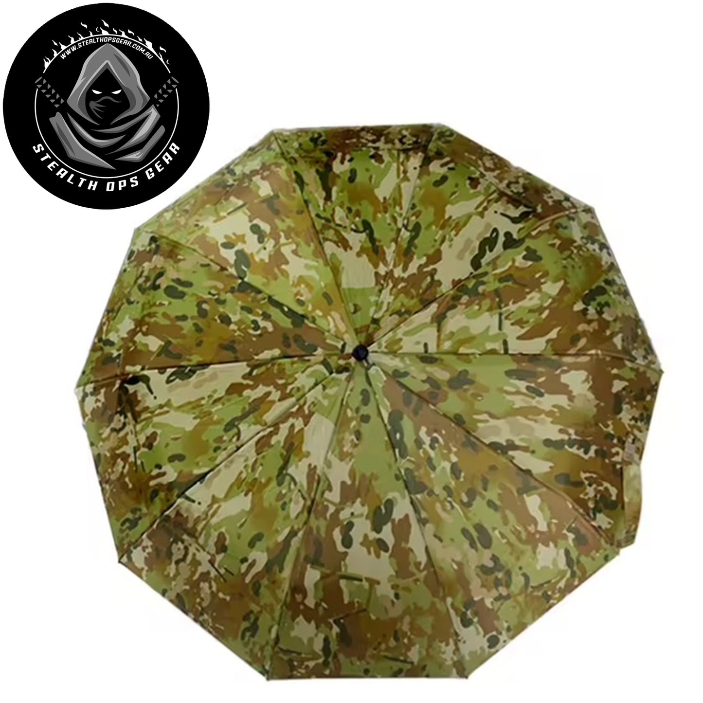 The open umbrella covers a&nbsp;diameter of 116cm&nbsp;for maximum protection. Pressing the handles button will automatically open the canopy, creating a one handed, hassle free deployment.  www.defenceqstore.com.au