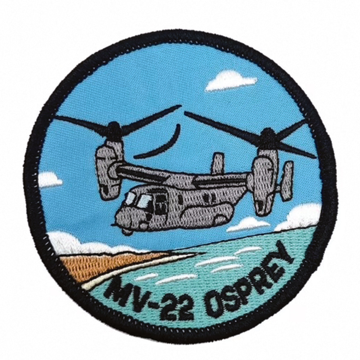 MV-22 Osprey Embroidery Morale Patch - Stealth Ops Gear, measuring 8cm, is a striking and durable addition to personalize your gear with style and toughness. Crafted with high-quality embroidery, this patch features a versatile white pattern that blends seamlessly with various tactical and outdoor equipment.  www.defenceqstore.com.au