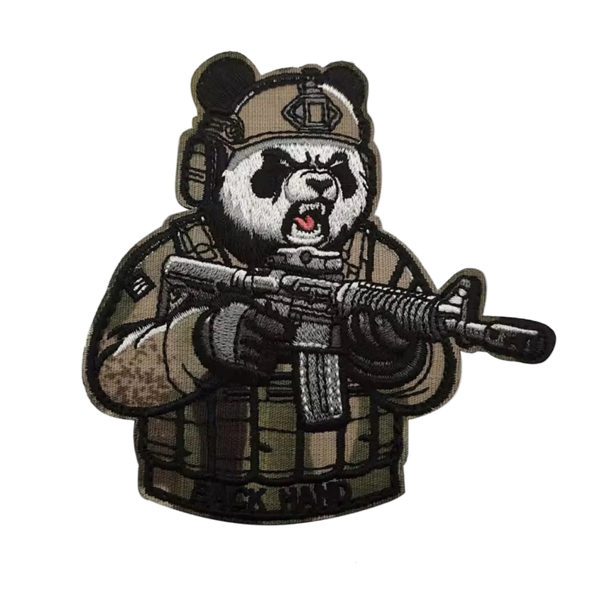 Unleash your attitude with the Tactical Panda Back Hand Embroidery Patch Hook &amp; Loop. Featuring an embroidered design and hook &amp; loop backing, this 9.5x9cm patch is the perfect addition to your collection. www.defenceqstore.com.au