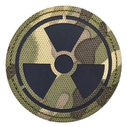 Make a bold statement with the Radioactive Laser Cut Multicam Patch. This striking 7cm patch features laser-cut precision detailing that demands attention. Backed with both hook and loop fasteners, it's ready to attach to tactical gear, backpacks, or uniforms instantly. www.defenceqstore.com.au